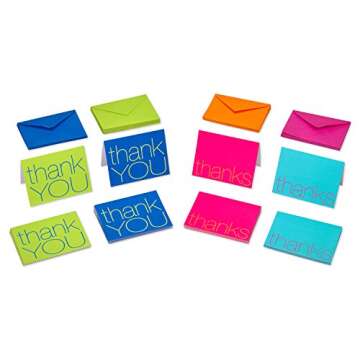American Greetings Thank You Cards with Envelopes, Bold Multicolored (50-Count)