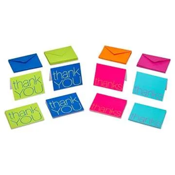 American Greetings Thank You Cards with Envelopes, Bold Multicolored (50-Count)