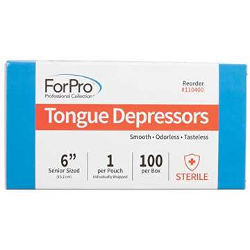 ForPro Professional Collection Senior Tongue Depressors, Large Wax Applicator Sticks, 6" Senior Size...