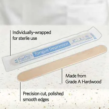 ForPro Professional Collection Senior Tongue Depressors, Large Wax Applicator Sticks, 6" Senior Sized, Sterile, Individually-Wrapped, 100-Count"