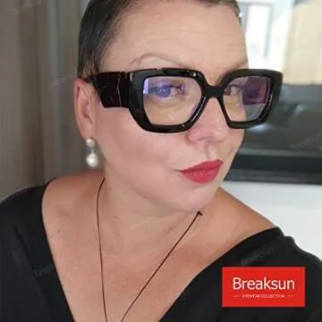 Breaksun Thick Frame Blue Light Glasses – Fashionable Oversized Square Eyewear for Men and Women