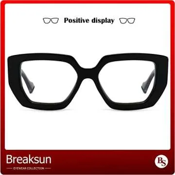 Breaksun Oversized Square Blue Light Glasses for Everyone