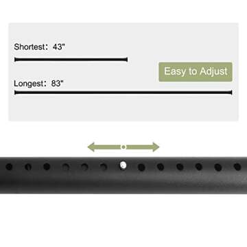 Refrze Room Divider Tension Curtain Rod, 43-83 Inch Tension Shower Curtain Rods, Curtain Rods No Drilling for Window,Adjustable Bathroom Stall Tension Pole-Black