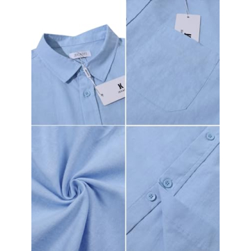 Men's Linen Casual Shirts - JEKAOYI Button Down Beachwear