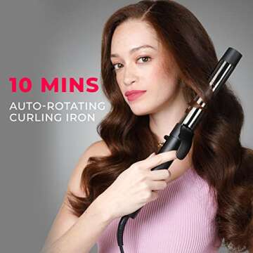 TYMO ROTA Automatic Curling Iron Wand, 1 1/4 Inch Ionic Rotating Hair Curler for Long Hair with Extr...