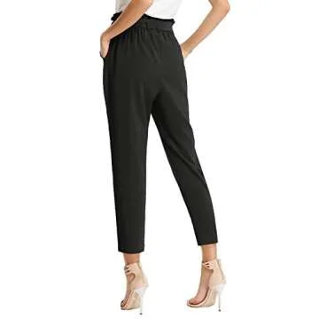 GRACE KARIN Women's Work Business Black Bodycon Long Pants with Belt L Black