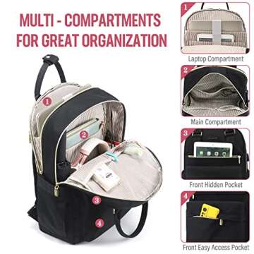 LOVEVOOK Laptop Backpack for Women 15.6 Inch Laptop Bag with USB Port, Fashion Waterproof Backpacks ...