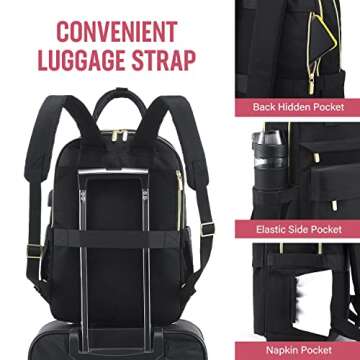 LOVEVOOK Laptop Backpack for Women 15.6 Inch Laptop Bag with USB Port, Fashion Waterproof Backpacks Teacher Nurse Stylish Travel Bags Vintage Daypacks Bookbag for College School Work