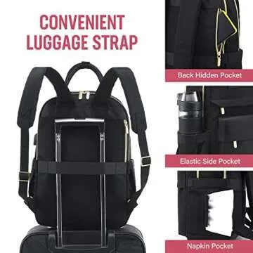 LOVEVOOK Laptop Backpack for Women 15.6 Inch Laptop Bag with USB Port, Fashion Waterproof Backpacks Teacher Nurse Stylish Travel Bags Vintage Daypacks Bookbag for College School Work