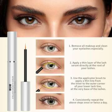 W3W Nourishing Lash Serum Eyelash Serum for Longer Fuller Thicker Lashes Gentle No Irritating Cruelty-Free 3ml