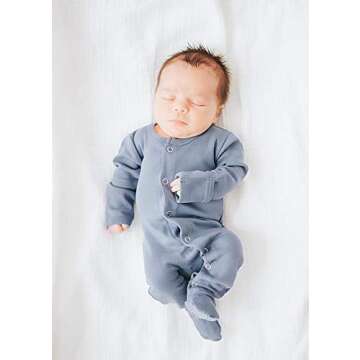 L'ovedbaby Unisex-Baby Organic Cotton Footed Overall, Slate, 0/3 Months