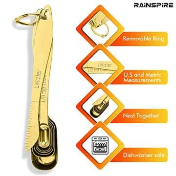 Rainspire Stainless Steel Measuring Spoons Set of 7 with Leveler