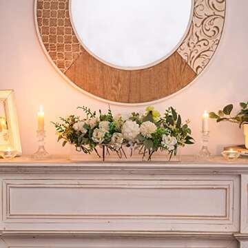 Glasseam Rectangular Acrylic Vases for Centerpieces, Long Rectangle Vase for Flowers, Modern Clear Flower Vase Decorative for Home Decor Dining Room Wedding Table Bridal Shower Decorations, 15.7"