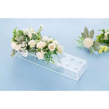 Glasseam Rectangular Acrylic Vases for Centerpieces, Long Rectangle Vase for Flowers, Modern Clear Flower Vase Decorative for Home Decor Dining Room Wedding Table Bridal Shower Decorations, 15.7"