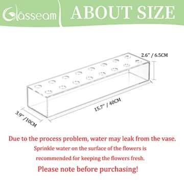 Glasseam Rectangular Acrylic Vases for Centerpieces, Long Rectangle Vase for Flowers, Modern Clear Flower Vase Decorative for Home Decor Dining Room Wedding Table Bridal Shower Decorations, 15.7"