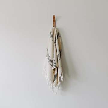 Sweet Water Decor Turkish Cotton + Bamboo from Rayon Hand Towels | Large Size 19 x 35 | Cream with Decorative Stripes | Bathroom, Kitchen, Dish, or Baby Towel (Multi Black Stripes)