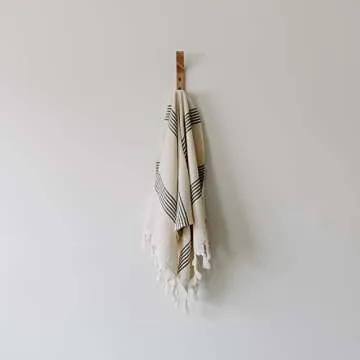 Sweet Water Decor Turkish Cotton + Bamboo from Rayon Hand Towels | Large Size 19 x 35 | Cream with Decorative Stripes | Bathroom, Kitchen, Dish, or Baby Towel (Multi Black Stripes)