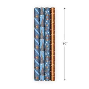 Hallmark Elegant Blue and Gold Reversible Wrapping Paper