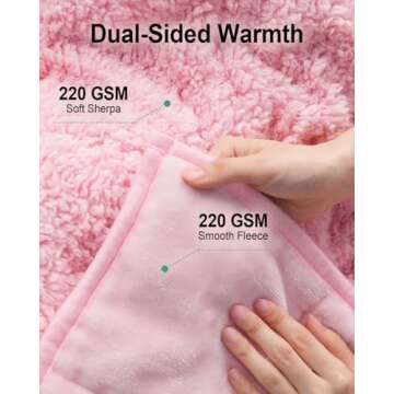 immtree Weighted Blanket for Adult, Sherpa Fleece Dual Sided Soft Flannel Shaggy Cozy Fuzzy Fluffy Heavy Hug Blanket, Sofa Bedding Bed Sofa Blanket for Better Sleep, 60 x 80 inches,20lbs,Pink