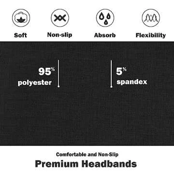 IVARYSS Headbands for Women, Non-Slip, Premium Stretchy Head Bands Hair Accessories,Wear for Yoga, Fashion, Working Out, Travel or Running, 6 Pack, Black