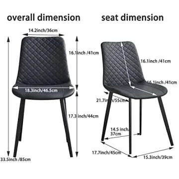 seonyou Black Dining Chairs Set of 6, Mid Century Modern Kitchen Dining Room Chairs, Leather Dining Chairs