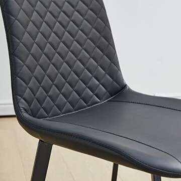 seonyou Black Dining Chairs Set of 6, Mid Century Modern Kitchen Dining Room Chairs, Leather Dining Chairs