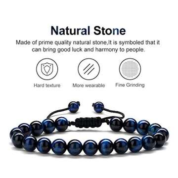 Cool Gifts for Mens,Womens Bracelet Beads, Natural Black Lava Rock Stone Mens Anxiety Bracelets, Adjustable Aromatherapy Essential Oil Diffuser Healing Bracelet Inspirational Gifts