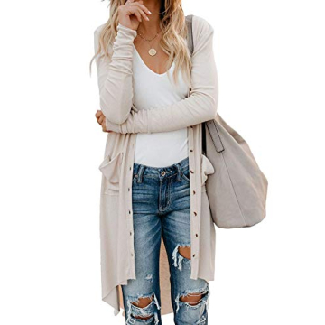 Stylish Naggoo Women Long Button Cardigan with Pockets