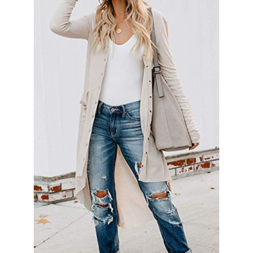 Stylish Naggoo Women Long Button Cardigan with Pockets