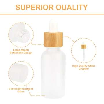 4 Pack Frosted Glass Dropper Bottles,Essential Oil Bottles With Eye Dropper And Bamboo Lids Perfume ...