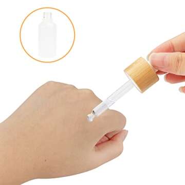 4 Pack Frosted Glass Dropper Bottles,Essential Oil Bottles With Eye Dropper And Bamboo Lids Perfume Sample Vials Essence Liquid Cosmetic Containers (30ml/1oz)