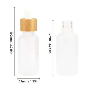 4 Pack Frosted Glass Dropper Bottles,Essential Oil Bottles With Eye Dropper And Bamboo Lids Perfume Sample Vials Essence Liquid Cosmetic Containers (30ml/1oz)