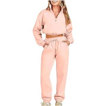 2023 Y2K Inspired Women Fleece 2 Piece Outfit - Sweatshirt & Joggers Tracksuit