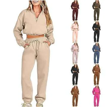 2023 Cozy Women Sweatsuits Fleece 2 Piece Set