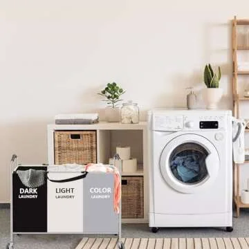 Laundry Basket with Wheels, 240L Laundry Hamper with 3 Clothes Hamper Bag for Dirty Clothes|Toys|Blanket in laundry room/living room/closet storage and organization (Grey)