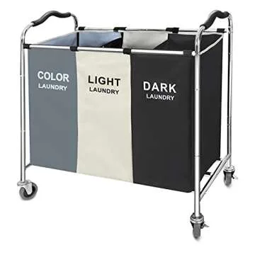 Laundry Basket with Wheels, 240L Laundry Hamper with 3 Clothes Hamper Bag for Dirty Clothes|Toys|Blanket in laundry room/living room/closet storage and organization (Grey)