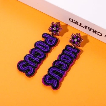 CEALXHENY Halloween Earrings Beaded Boo Earrings for Women Spooky Ghost Pumpkin Drop Dangle Earrings Handmade Gothic Costume Party Earrings Holiday Festive Jewelry Gifts (Hocus Pocus 2)