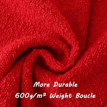 FUTEI Pack of 2 Red Boucle Accent Decorative Throw Pillow Covers,18x18 Inch Soft Solid Textured Cush...