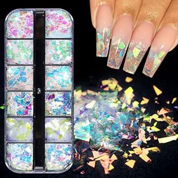 Vibrant Holographic Nail Art Glitter - 12 Colors Set