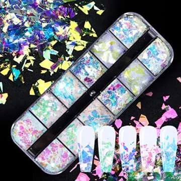 Vibrant Holographic Nail Art Glitter - 12 Colors Set
