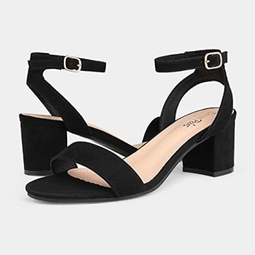 Open Toe Ankle Strap Chunky Heels Sandal for Women
