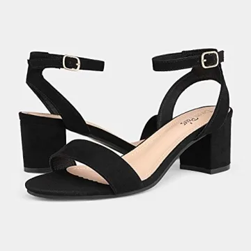 Open Toe Ankle Strap Chunky Heels Sandal for Women