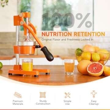 CO-Z Hand Press Juicer Machine, Manual Orange Juicer and Professional Citrus Juicer for Orange Juice...