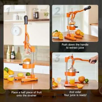 CO-Z Hand Press Juicer Machine, Manual Orange Juicer and Professional Citrus Juicer for Orange Juice Pom Lime Lemon Juice, Commercial Lemon Squeezer and Orange Crusher, Easy to Clean, Orange