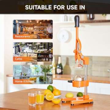 CO-Z Hand Press Juicer Machine, Manual Orange Juicer and Professional Citrus Juicer for Orange Juice Pom Lime Lemon Juice, Commercial Lemon Squeezer and Orange Crusher, Easy to Clean, Orange