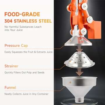 CO-Z Hand Press Juicer Machine, Manual Orange Juicer and Professional Citrus Juicer for Orange Juice Pom Lime Lemon Juice, Commercial Lemon Squeezer and Orange Crusher, Easy to Clean, Orange