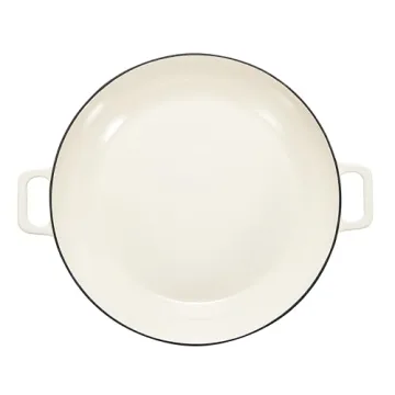 Amazon Basics Enameled Cast Iron Covered Round Casserole Skillet with Lid for Oven, 3.3-Quart, White