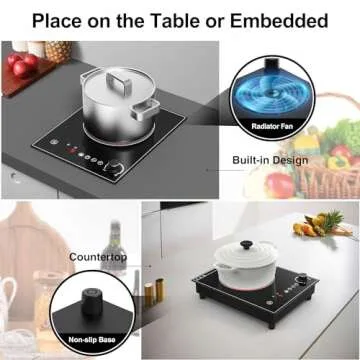 Electric Cooktop,1800W Electric Stove Top with LED Touch and Knob Control,Single Burner Electric Cooktop L9 Power Levels, Kids Lock & Timer,110V Portable Induction Cooktop for Home Camping.