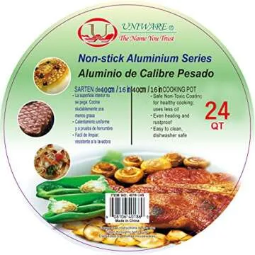Uniware 24 QT Non-Stick Aluminum Stock Pot with Glass Lid