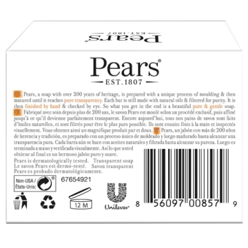 Pears Amber Soap - Gentle Moisturizing Glycerin Bar for All Skin